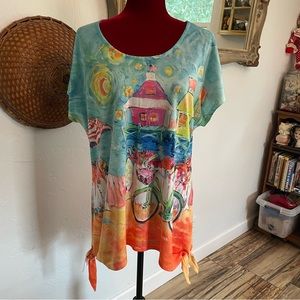 Leoma Lovegrove Top Tropical Beach Beauty! Size Large